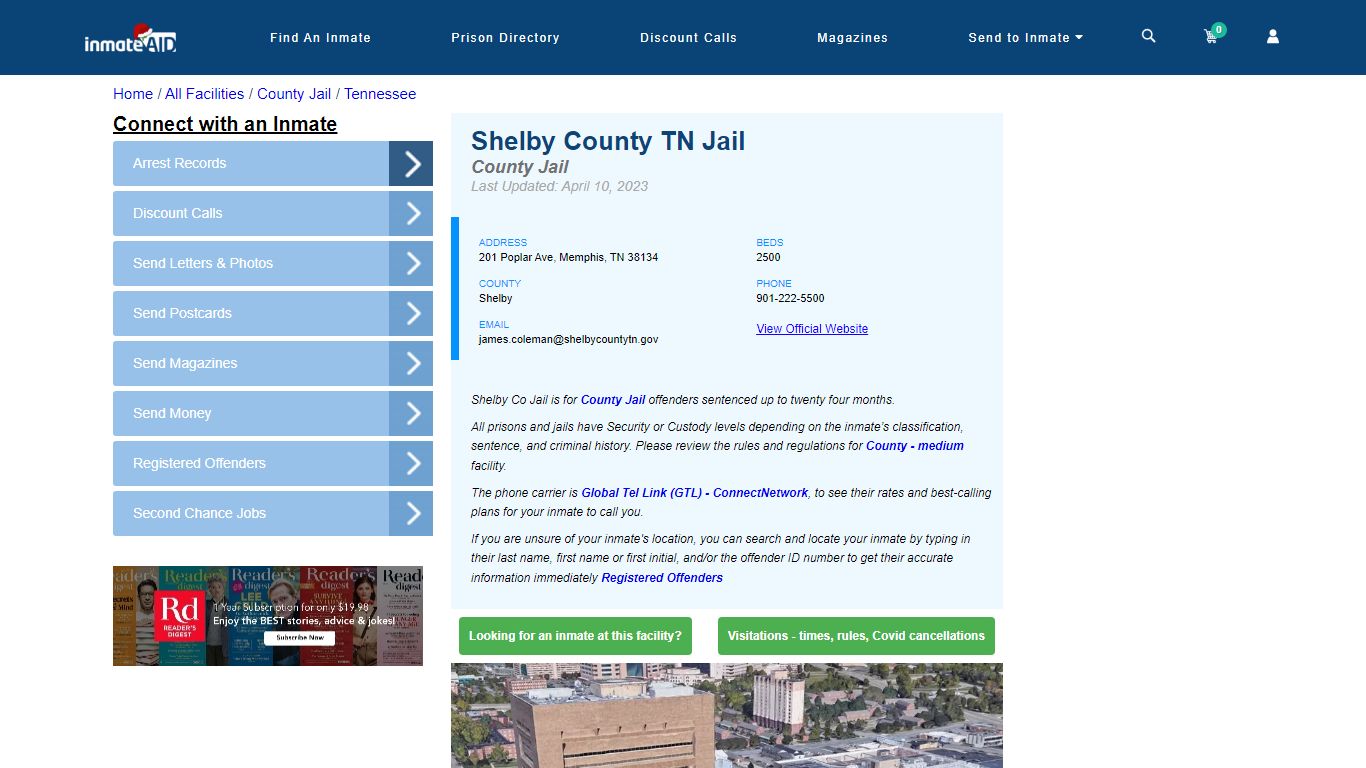 Shelby County TN Jail - Inmate Locator - Memphis, TN